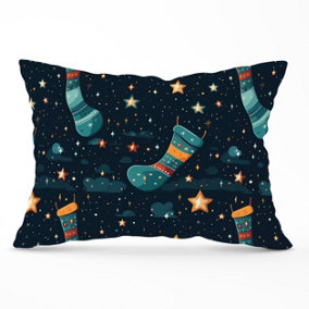 Christmas Stocking In A Starry Night Sky Cushions 33cm x 48cm