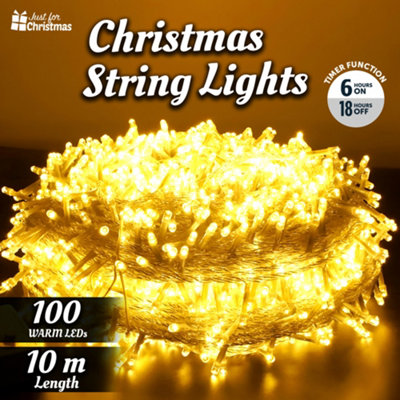 Christmas String Lights 10M Warm White LED Fairy Lights with Remote ...
