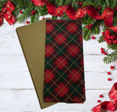 Christmas Tartan Gold Tissue Paper 8 Sheets Gift Wrapping Paper 50cm x 70cm Price Comparisons | Compare The Build