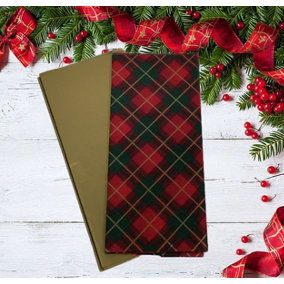 Christmas Tartan Gold Tissue Paper 8 Sheets Gift Wrapping Paper 50cm x 70cm