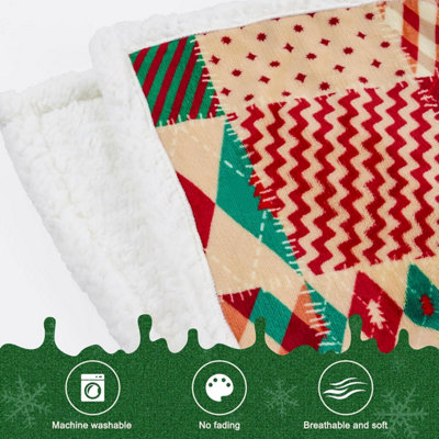 Christmas Throw Blanket, Sherpa Flannel Wool Winter Holiday