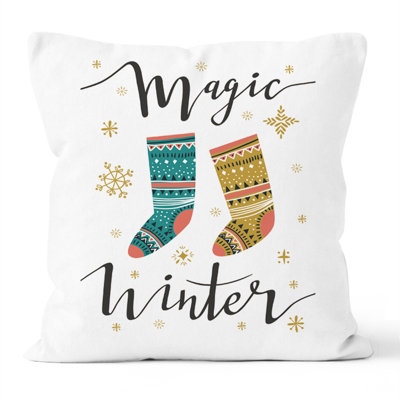HOMMES Christmas Pillow Covers Set Of 4 - 18x18 Inch Linen Fabric Holiday Decor For Sofa, Couch, Home
