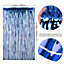 Christmas Tinsel Foil Fringe Curtain Backdrop Background, 1 x 2.5M, Blue