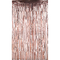 Christmas Tinsel Foil Fringe Curtain Backdrop Background, 1 x 2.5M, Rose Gold