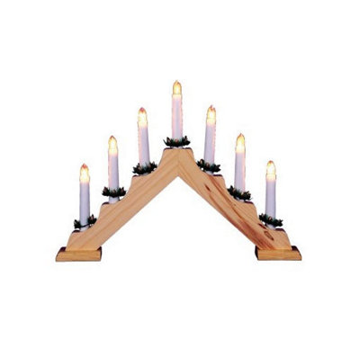 Christmas Traditional Candle Bridge V Shaped - 7 Bulb - Pine Wood