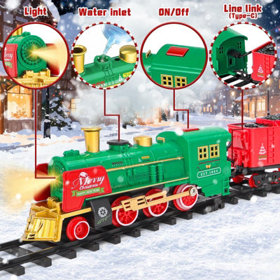 Christmas Train Set with Steam, Lights and Music Electric Holiday