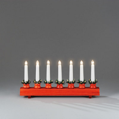 Christmas Trandional 7 Bulb Welcome Light - red stained wood