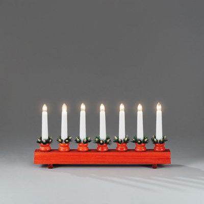 Christmas Trandional 7 Bulb Welcome Light - red stained wood