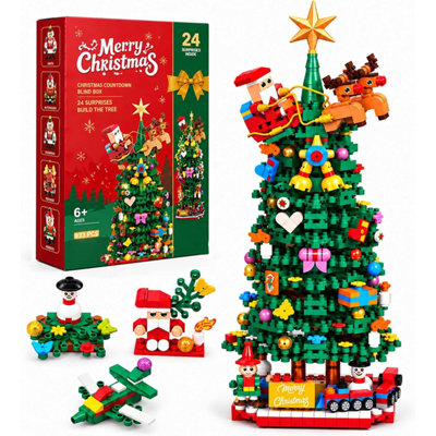 Christmas Tree Advent Calendar Building Block Set with 833 Pieces 24 ...