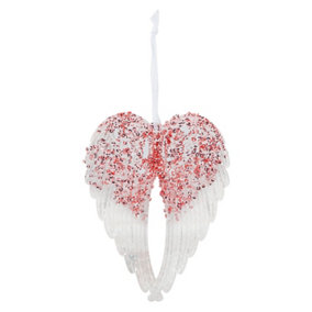 Christmas Tree Decoration Hanging Acrylic Angel Wings Ornament X 1 24cm Red