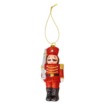 Christmas Tree Decoration Hanging Glitter Drummer Ornament X 1 13cm Drummer