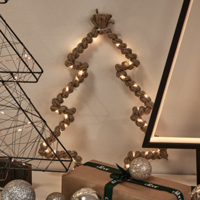 Christmas Tree Design Natural Jute Christmas Decoration Light