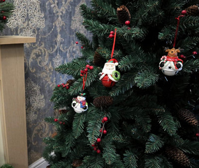Christmas Tree Hanging Decorations Santa Snowman Reindeer with Jingle ...