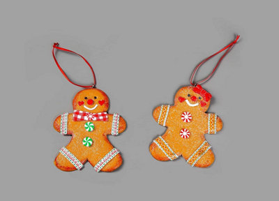 Christmas Tree Hanging Decorations Traditional Gingerbread Cookie Couple Man & Lady Xmas Tree Wall Home Décor Ornaments 12pcs Set
