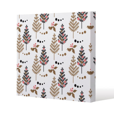 Christmas Tree, Holly leaf pattern (Canvas Print) / 77 x 77 x 4cm