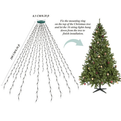 Christmas Tree LED Ring Top Light String Outdoor Garden Waterproof ...