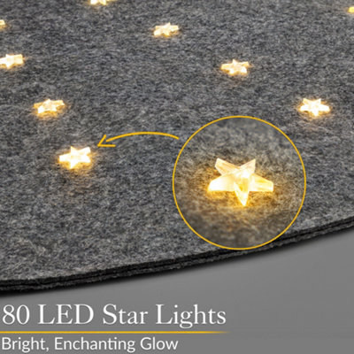 Christmas Tree Mat Felt Floor Protector Light Up LED Stars Battery ...