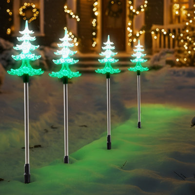 Christmas Tree Path Lights Pack of 4 Battery-Operated 45cm Lights with ...