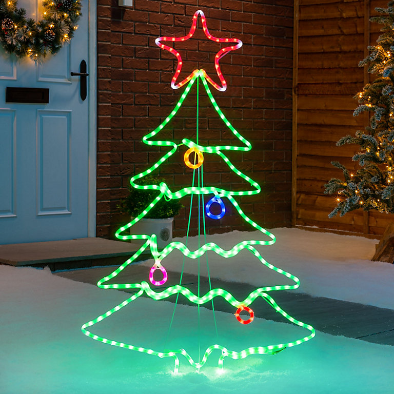 Christmas Tree Silhouette Rope Light Outdoor Decoration Flashing LED ...