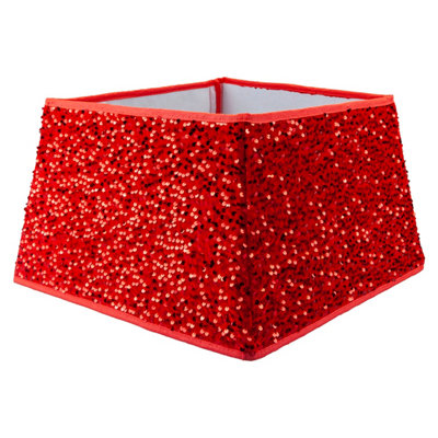 Christmas Tree Skirt Folding Sequin Tree Skirt X 1 30.2cm x 40.2cm x 2.6cm Red