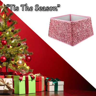 Christmas Tree Skirt Folding Sequin Xmas Decoration X 30.2cm Rose Pink