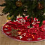 Christmas Tree Skirt Xmas Decoration Ornament with Reindeer Pattern 95 cm