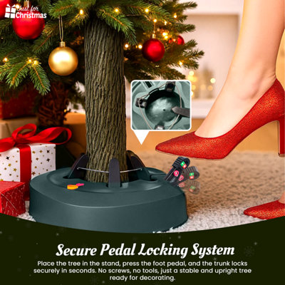 Christmas Tree Stand for Real Trees Pedal Operated Large Christmas Tree ...
