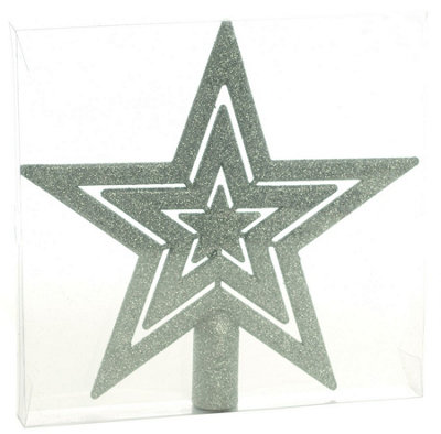 Christmas Tree Topper - Silver Glitter Star