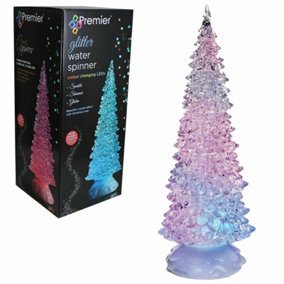 Christmas Tree Water Spinner Decoration Multi Colour LEDs Glistening Effect 32cm