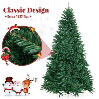 CHRISTMAS TREE WITH LUSH BRANCH TIPS AND FOLDING METAL STAND(210CM)