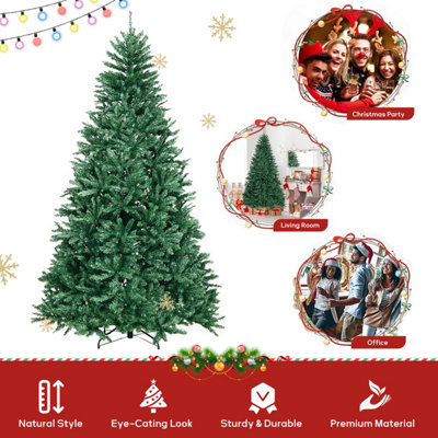 CHRISTMAS TREE WITH LUSH BRANCH TIPS AND FOLDING METAL STAND(210CM)