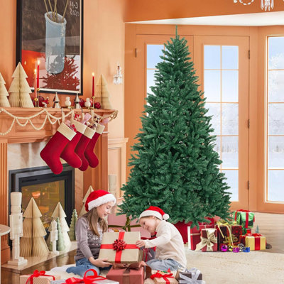 CHRISTMAS TREE WITH LUSH BRANCH TIPS AND FOLDING METAL STAND(210CM)