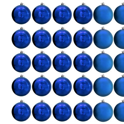 Christmas Tree World 10cm Blue Bauble Set Shiny/Matt (40 pc)