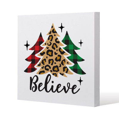 Christmas trees with leopard print (canvas) / 101 x 101 x 4cm