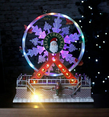 Christmas Turning Ferris Wheel Scene with LED's & Music