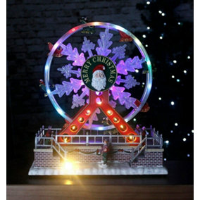 Christmas Turning Ferris Wheel Scene with LED's & Music