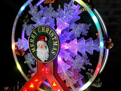 Christmas Turning Ferris Wheel Scene with LED's & Music - 4