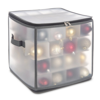 CHRISTMAS VILLAGE 64 Baubles Storage Box Clear Box for Holiday & Tree Decorations Storage Box