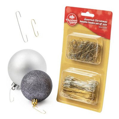 CHRISTMAS VILLAGE Christmas Bauble Hooks Set of 200 - Silver/Gold