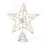 CHRISTMAS VILLAGE Christmas Glitter Tree Star Topper - Perfect as an Ornaments, Party & Festive Decoration - Silver/25 cm