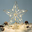 CHRISTMAS VILLAGE Christmas Glitter Tree Star Topper - Perfect as an Ornaments, Party & Festive Decoration - Silver/25 cm