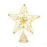 CHRISTMAS VILLAGE Christmas Glitter Tree Star Topper - Perfect as an Ornaments, Party & Festive Decoration - White Gold/25 cm