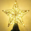 CHRISTMAS VILLAGE Christmas Glitter Tree Star Topper - Perfect as an Ornaments, Party & Festive Decoration - White Gold/25 cm
