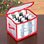 CHRISTMAS VILLAGE Christmas Storage Box with Dividers & Zipper- Perfect for Organiser for Decorations, Ornaments & Xmas Lights
