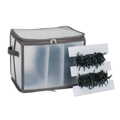 CHRISTMAS VILLAGE Christmas Storage Box with Dividers & Zipper- Perfect for Organiser for Decorations, Ornaments & Xmas Lights