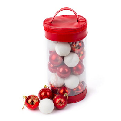 CHRISTMAS VILLAGE Christmas Tree Baubles Set with PVC Storage Bag - 6cm Xmas Ornament Balls, Holiday & Party Decor - Set of 30 Price Comparisons | Compare The Build