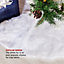 CHRISTMAS VILLAGE Christmas Tree Skirt, Faux Fur & Plush Mat, Perfect for Home, Xmas & Festive Party Decorations- White/90cm