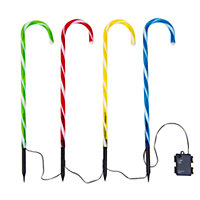CHRISTMAS VILLAGE Large Outdoor Christmas Candy Cane Lights with a Timer, Light Up LED Christmas Decoration - Set of 4 (63 cm)