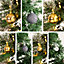 CHRISTMAS VILLAGE Luxury Christmas Tree Baubles Set with Storage Bag - Gold & Silver Ornaments, Holiday & Xmas Decor - Set of 100