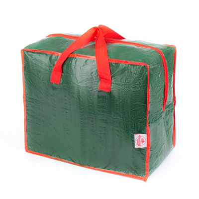 CHRISTMAS VILLAGE Medium Christmas Storage Bag - Durable Carry Handles, Fits your Decorations, Gifts, Lights & Baubles - Green